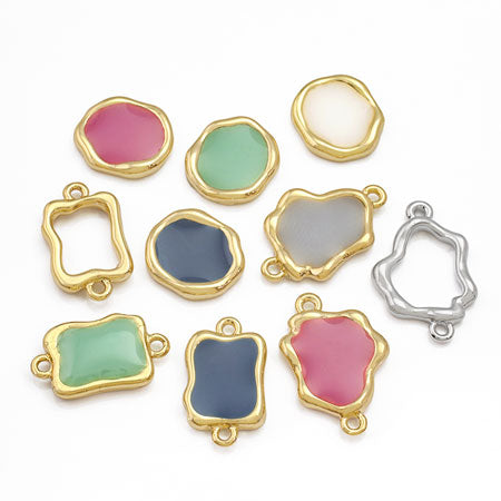 Melty frame deformed square 2 rings gold