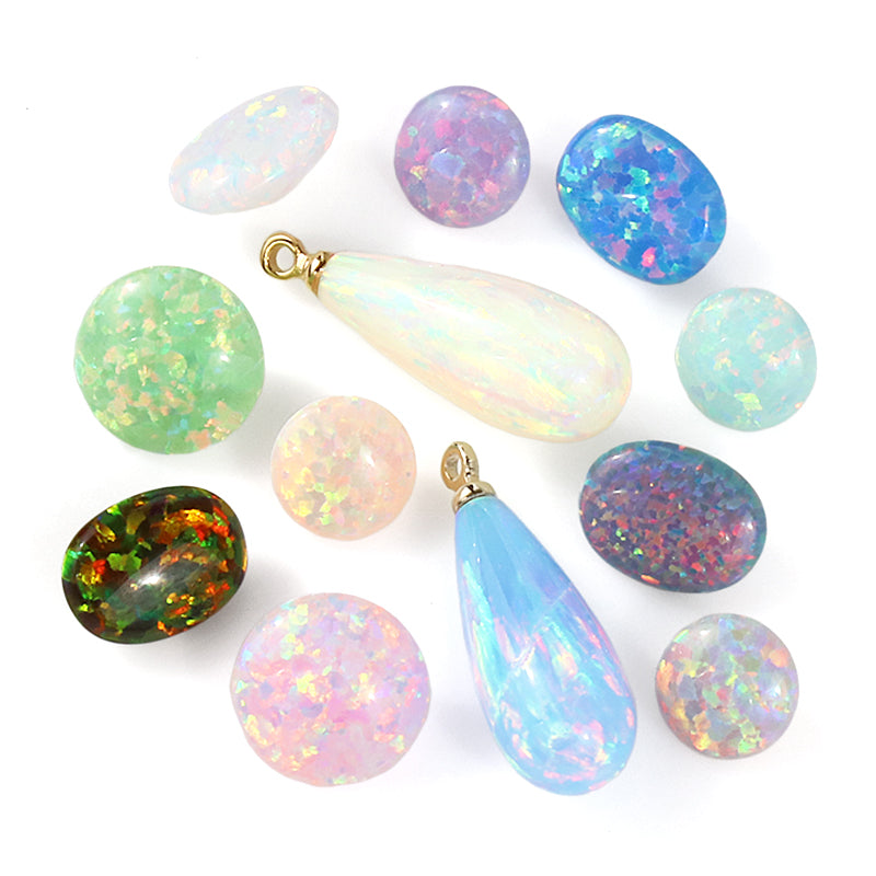 人工オパール(KYOTO OPAL)　オーバル　オリーブ