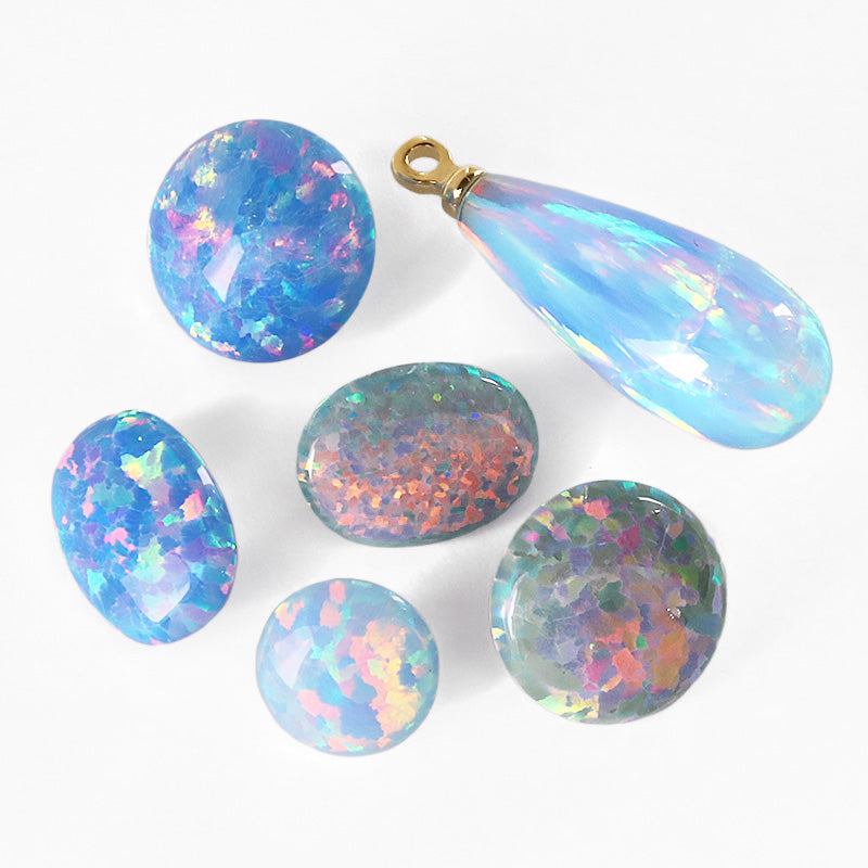 Artificial opal (KYOTO OPAL) oval saxophone blue