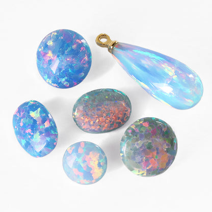 Artificial Opal Round Sky Blue