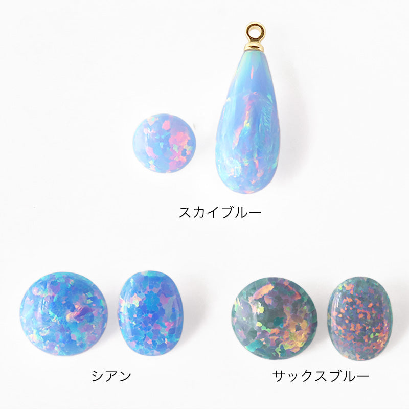 Artificial opal (KYOTO OPAL) oval saxophone blue