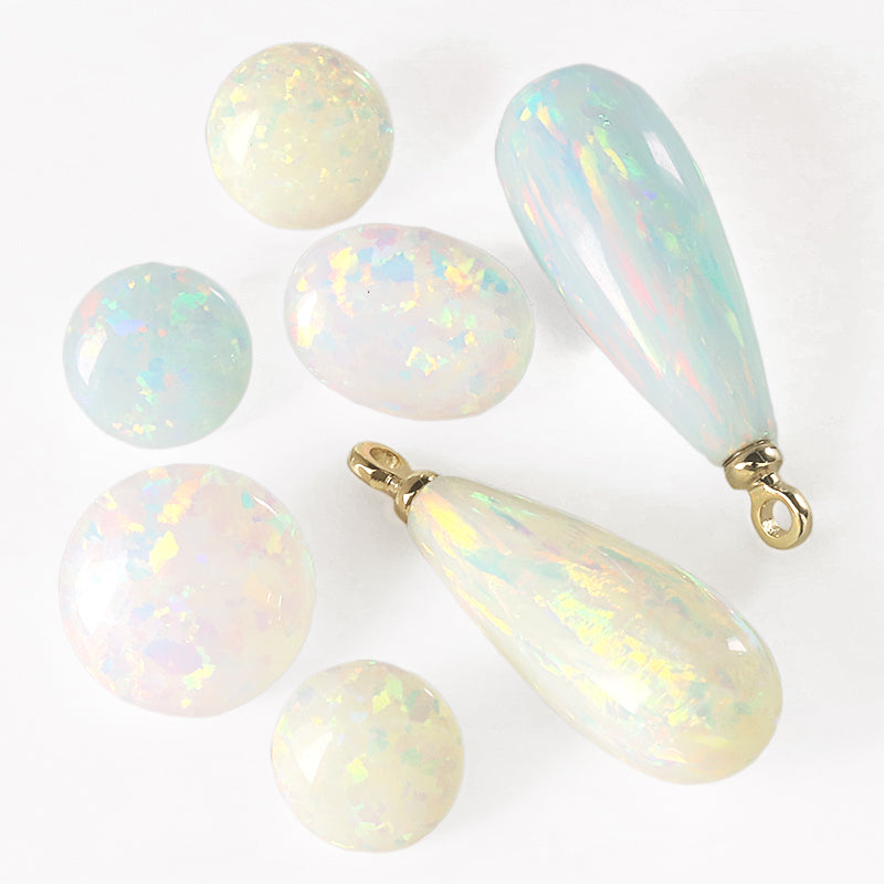 Artificial opal (KYOTO OPAL) Oval Snow White