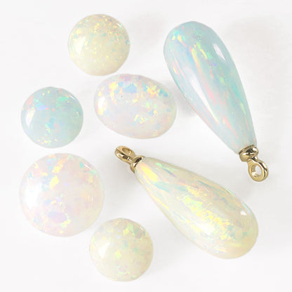 人工オパール(KYOTO OPAL)　ラウンド　パールホワイト