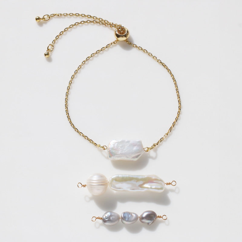 Freshwater pearl rectangle white