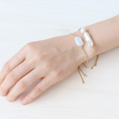 Freshwater pearl rectangle white