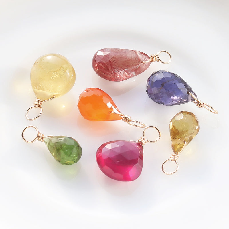 Natural stone glasses fastening charm drop cut eyeolite (natural)