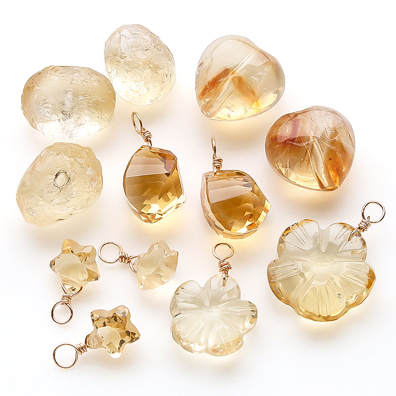 Natural stone glasses fastening charm star cut citrine (natural)