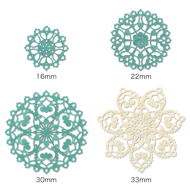 Italian filigree parts approx. 30mm glitter beige