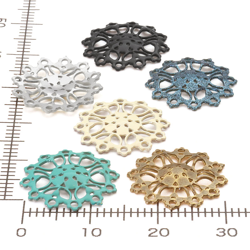 Italian filigree parts approx. 16mm glitter blue