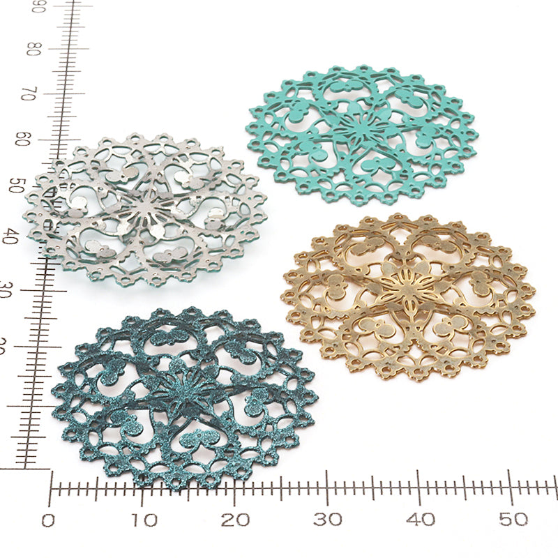 Italian filigree parts approx. 30mm glitter beige