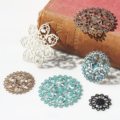 Italian filigree parts approx. 30mm glitter blue