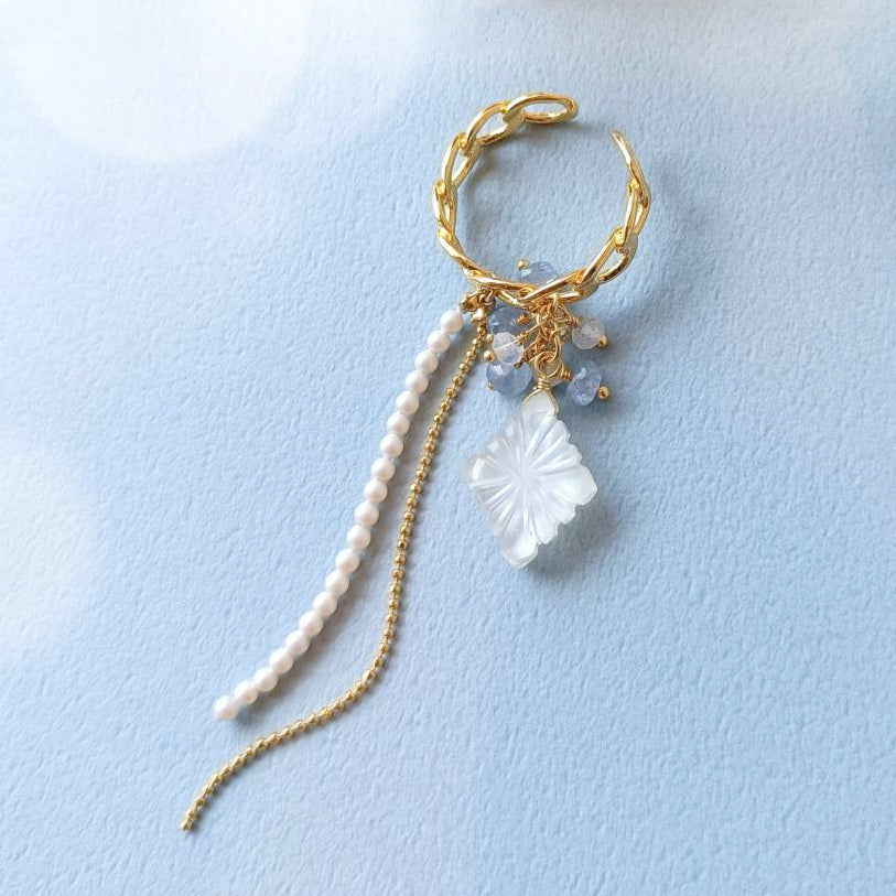 Natural stone Glasses Clasp Charm Carving Diamond (Double) Crystal/Shell (Yellow) (Natural)