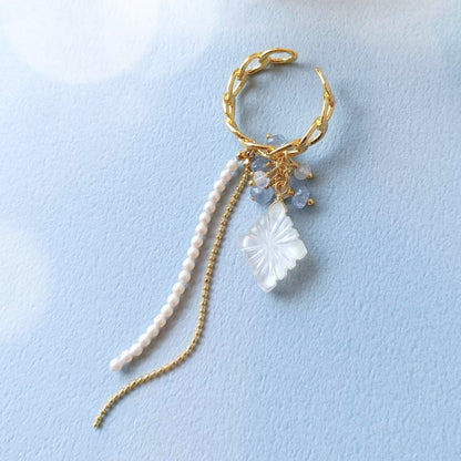 Natural stone Glasses Clasp Charm Carving Diamond (Double) Crystal/Shell (Yellow) (Natural)