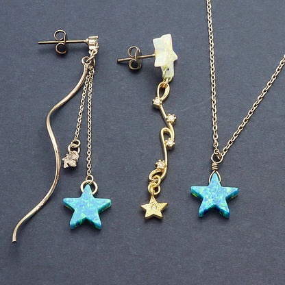 人工オパール(KYOTO OPAL) スター　ピーコックブルー