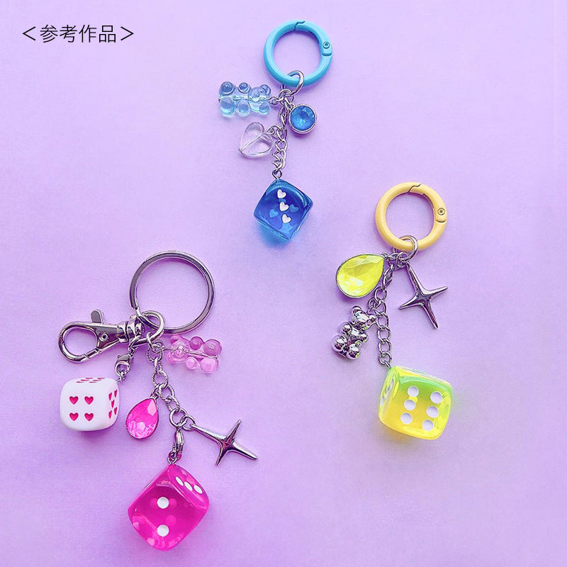 ドイツ製アクリル ダイス ハート 1カン　クリアピンク/ホワイト