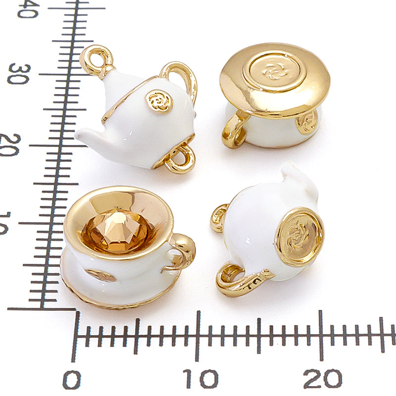 チャーム ティーカップ 1カン Lt.コロラドトパーズ・ホワイト/G – 貴和