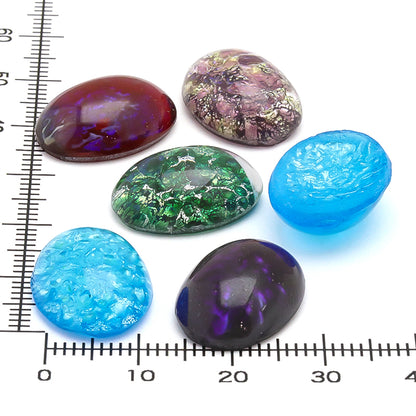 チェコ ガラスストーン オーバルカボション　パープルドラゴンズブレス