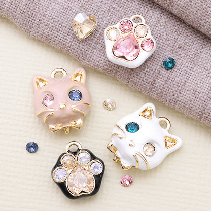 石座チャーム キャットフェイス　ブラック/G