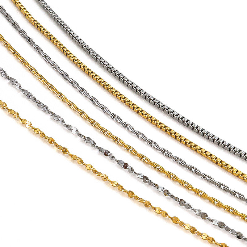 Stainless Steel 316L Slide Pin Chain Necklace Swage 1 Gold (Ion Plating) (SUS316L)