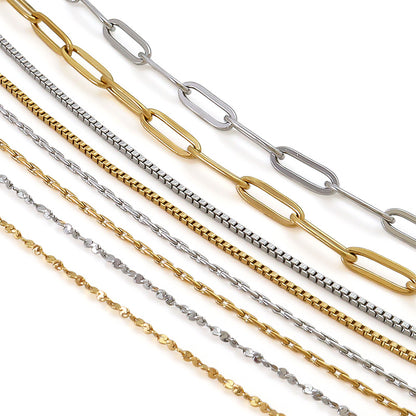 Stainless Steel 316L Slide Pin Chain Necklace Swage 1 Gold (Ion Plating) (SUS316L)