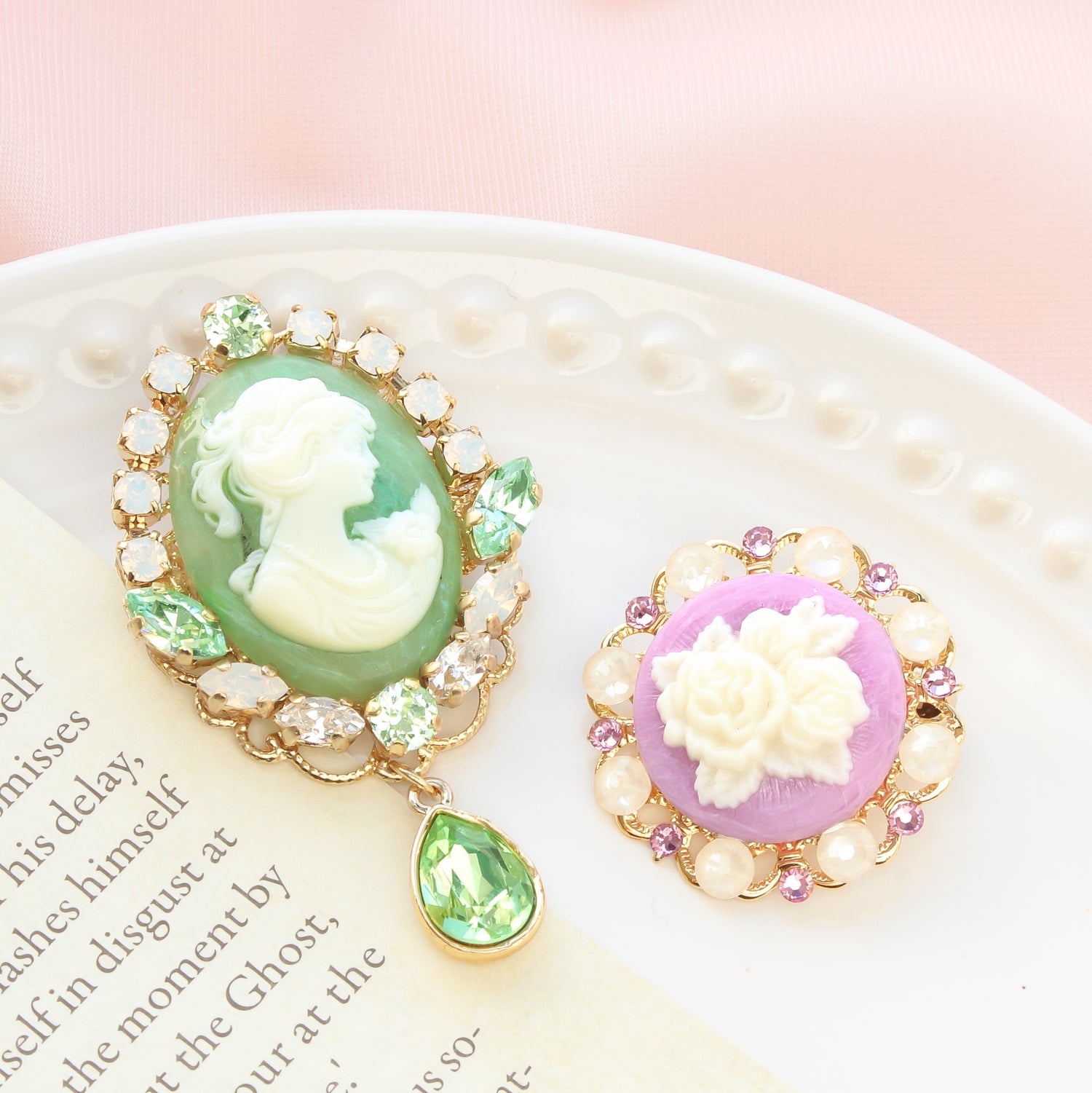 ドイツ製カメオ レディ3　べっ甲/アイボリー