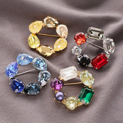 Brooch empty frame circle No.10 rhodium color