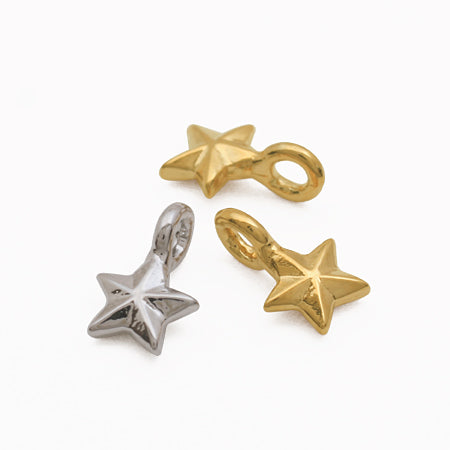 Domestic cast charm 2 stars rhodium color