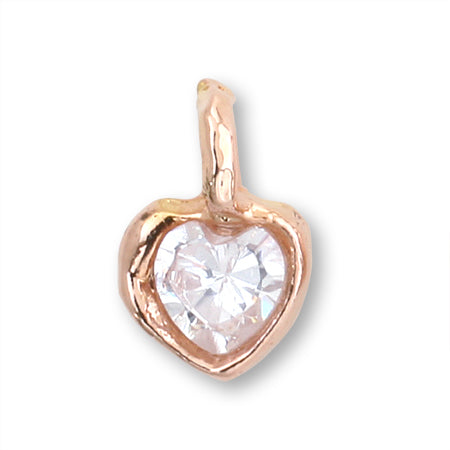 Domestic cast charm zirconia heart 1 pink gold