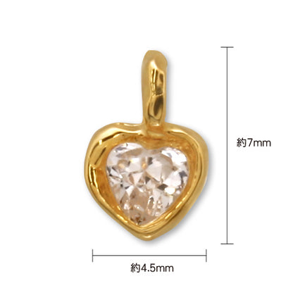 Domestic cast charm zirconia heart 1 pink gold