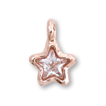 Domestic cast charm zirconia star pink gold