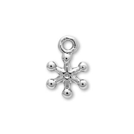 Domestic cast charm Snow No.2 Rhodium color