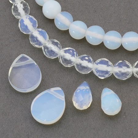 Natural stone round white opal (imitation)