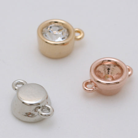 Stone seat for mini fancy stones, 2 rings for round, pink gold
