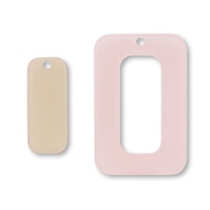 Acetate parts double -sided square 1 hole clear pink/beige [Outlet]