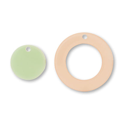 Acetate parts double -sided round 1 hole clear orange/green [Outlet]