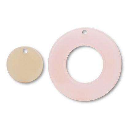 Acetate parts double -sided round 1 hole clear pink/beige [Outlet]