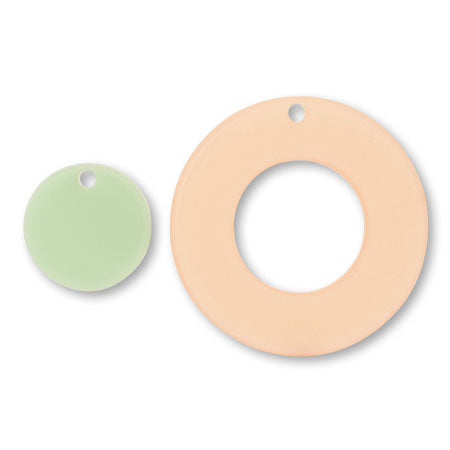 Acetate parts double -sided round 1 hole clear orange/green [Outlet]