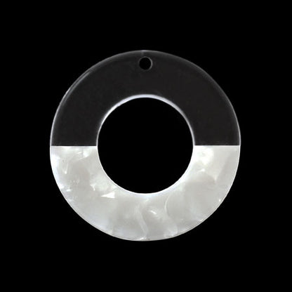 Acetate Parts Bicolor Donut 1 Hole Clear/White [Outlet]