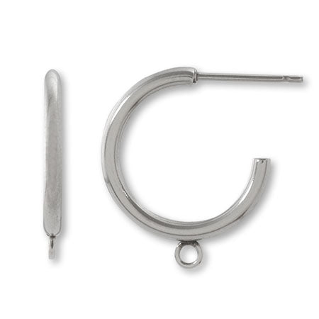 Stainless steel earrings hoop with 1 ring fabric (SUS316L)