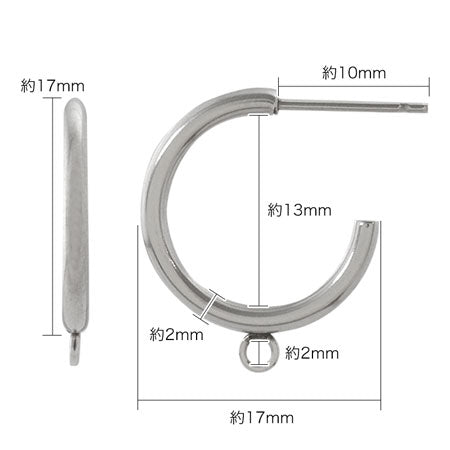 Stainless steel earrings hoop with 1 ring fabric (SUS316L)