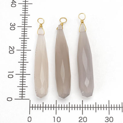 Natural stone glasses fastening charm long drop graycult Sedney (dyed)