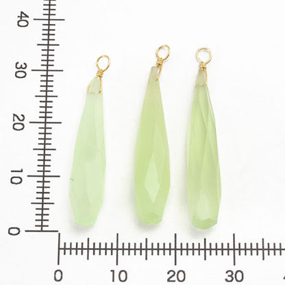 Natural stone glasses fasten charm long drop Premite Calcedney (dyed)