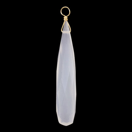 Natural stone glasses fasten charm long drop white chalsedony (dyed)