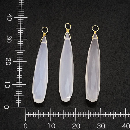 Natural stone glasses fasten charm long drop white chalsedony (dyed)