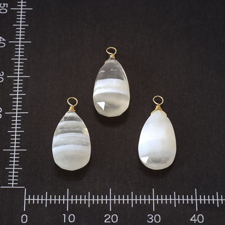 Natural stone glasses fasten charm flat racing white lace opal (natural)