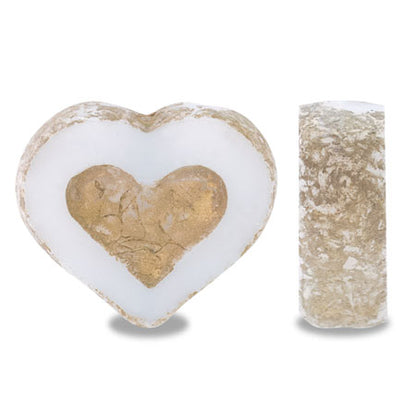 Czech Tablecut Heart White, Arabaster/G