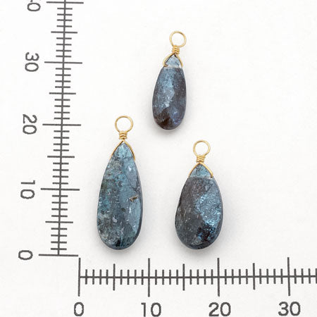 Natural stone glasses fasten charm flat Cut cut indigo kaya night (natural)