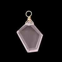 Natural stone glasses fastening charm slices rose quartz