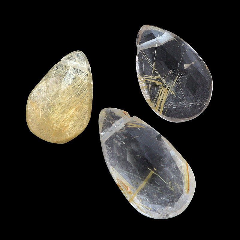 Natural stone pair shaped cut rutile quartz