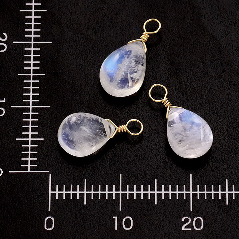 Natural stone glasses fasteners Charm Plain flat Shizuku Blue Moonstone (Natural)